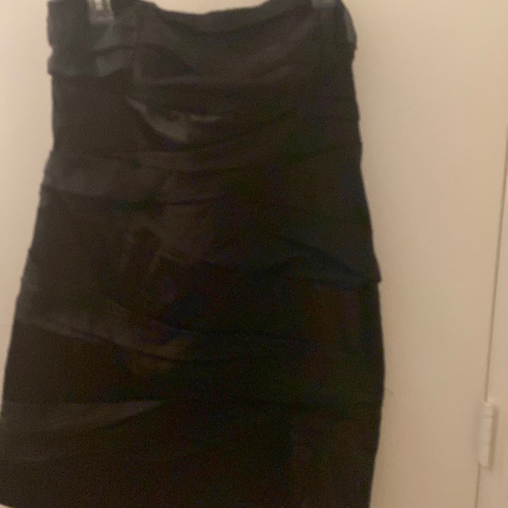 Black satin sheer mini dress